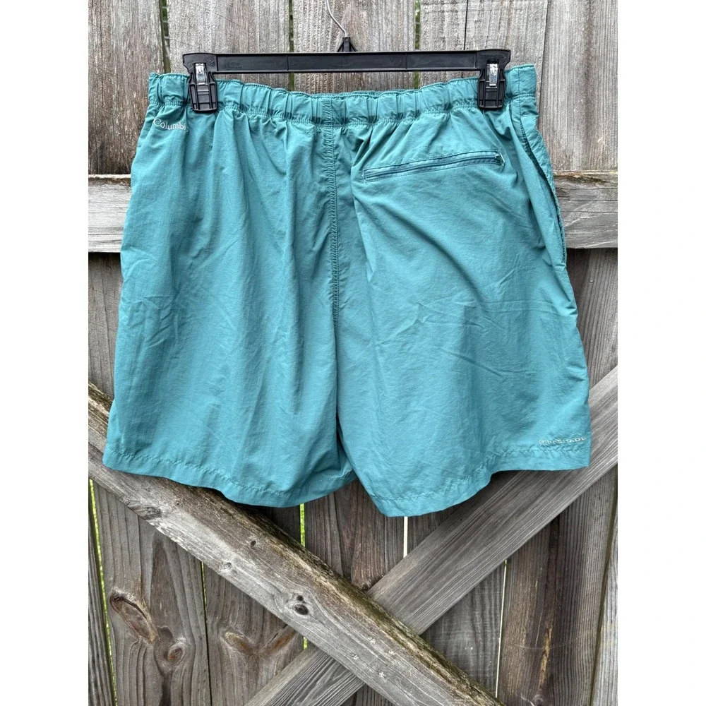 Columbia‎ Mens XL Teal Green Omni-Shade Hiking Shorts Belted Nylon AM4891